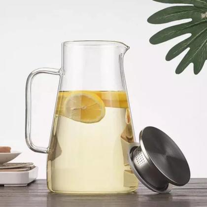 Imagem de Jogo 3 Jarras Vidro Transparente Medio 1,7L Com Tampa Aço Inox