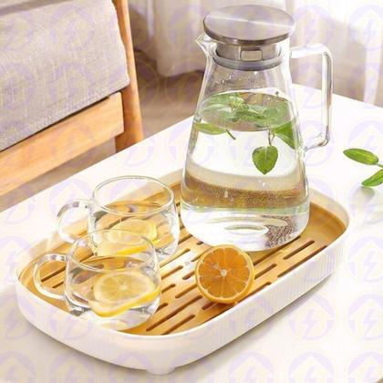 Imagem de Jogo 3 Jarras Vidro Transparente Medio 1,7L Com Tampa Aço Inox