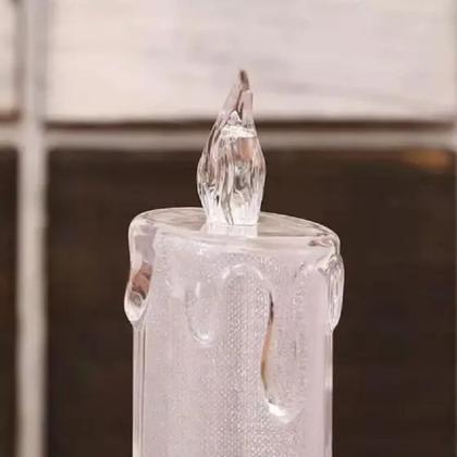 Imagem de Jogo 3 Mini Velas Eletrônica Cristal LED Branco Quente 7,7cm - Art Christmas