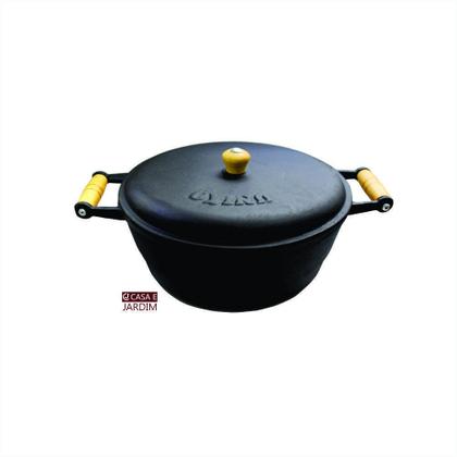 Imagem de Jogo 3 Panela Caçarola Ferro Com Alça Madeira Com Tampa Nº 2
