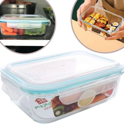 Imagem de Jogo 3 Potes Vidro Grande 1040ml Com Tampa Hermética, Marmita Fitness Para Refeições Armazenar Mantimentos- Vasilha Transparente