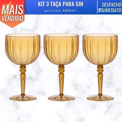 Imagem de Jogo 3 Taças Para Gin Liv 480ml Drinks Acrílico Resistente Paramount