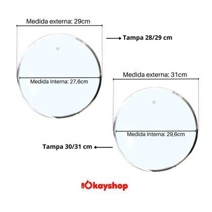 Imagem de Jogo 3 Tampas De Vidro Avulsas para panelas 28 E 30 Cm