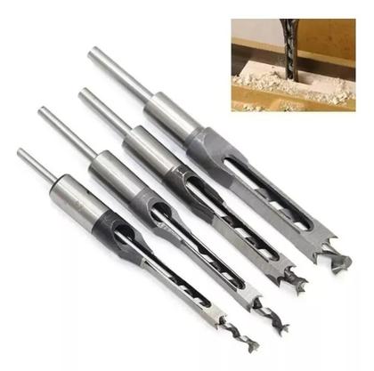 Imagem de Jogo 4 Brocas Furo Quadrado Em Madeira 1/4 5/16 3/8 1/2