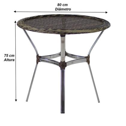 Imagem de Jogo 4 Cadeiras Alumínio e Mesa Tampo Tramado Fibra Sintética para Jardim Piscina Varanda Floripa Cappuccino