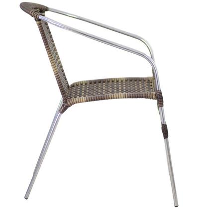 Imagem de Jogo 4 Cadeiras Alumínio e Mesa Tampo Tramado Fibra Sintética para Jardim Piscina Varanda Floripa Cappuccino