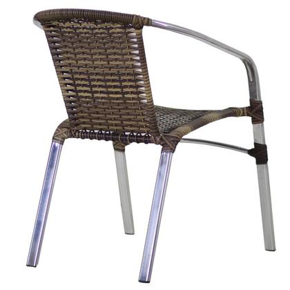 Imagem de Jogo 4 Cadeiras Alumínio e Mesa Tampo Tramado Fibra Sintética para Jardim Piscina Varanda Floripa Marrom/Cappuccino