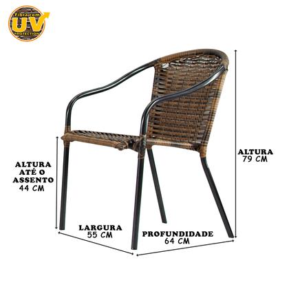 Imagem de Jogo 4 Cadeiras Biquini Fibra com Proteção UV para Áreas Interna, Externa, Goumert - Cor Argila 