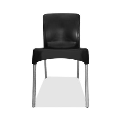 Imagem de Jogo 4 Cadeiras plástica Sec Line Preta com pés de Alumínio Cozinha Sala