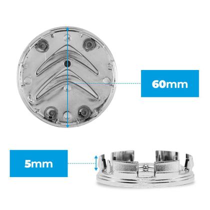 Imagem de Jogo 4 Calota Calotinha Meio Roda Citroen C3 C5 Picasso Lounge Aircross Ds4 Ds3 Ds5 Grafite Com Cromado 60mm