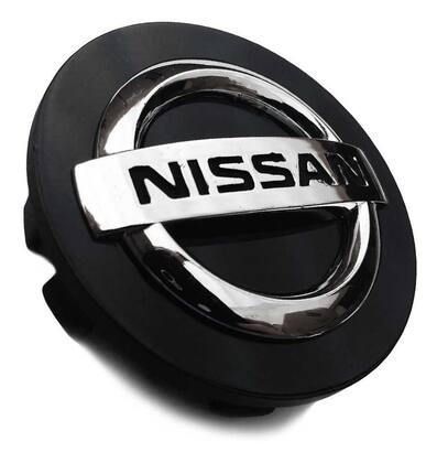 Imagem de Jogo 4 Calota Calotinha Meio Roda Nissan March Sentra Versa Kicks Frontier Tiida Livina Preto Com Cromado