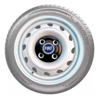 Imagem de Jogo 4 Calota Centro Fiat Palio Uno Siena Forino Roda Ferro Aro 13 14 15 4x100 c/ adesivo azul