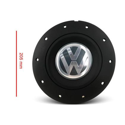 Imagem de Jogo 4 Calota Roda Ferro VW Amarok Preta F P Gol G5 + Chave de Remoção + Bico Válvula Preto