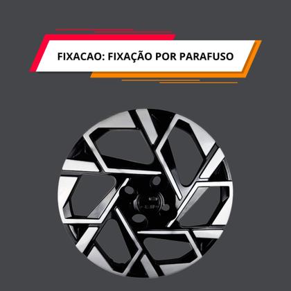 Imagem de Jogo 4 Calotas Aro 14 Modelo HB20/HB20S 2024 Cor Preto e Prato Cubo Baixo Com Fixação por Parafuso