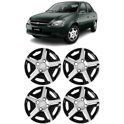 Imagem de Jogo 4 Calotas Modelo Corsa Classic Aro 13 Preto/Prata Cubo Baixo Parafuso Grid