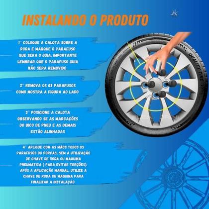Imagem de Jogo 4 Calotas Modelo Gol Voyage G5/G6 2013 Aro 14 Cubo Baixo Parafuso Grid