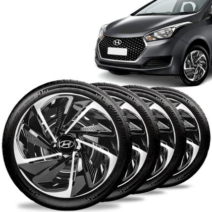 Imagem de Jogo 4 Calotas Nitro Aro 14 Black / Silver Hyundai Hb20