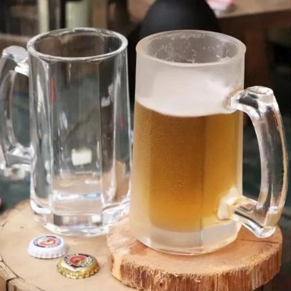 Imagem de Jogo 4 Caneca de Chopp Zero Grau Vidro Transparente Casual Resistente Bar 380ml Class Home