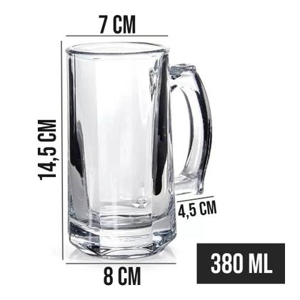 Imagem de Jogo 4 Caneca de Chopp Zero Grau Vidro Transparente Casual Resistente Bar 380ml Class Home