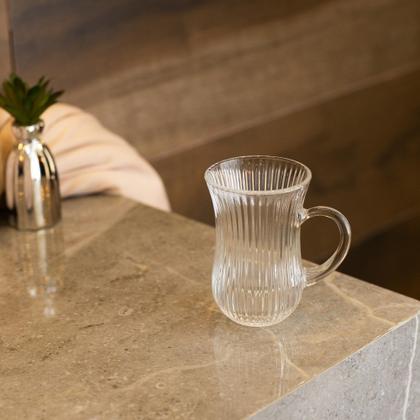 Imagem de Jogo 4 Caneca de Vidro para Café com Alça Lines Transparente 130ml Wolff