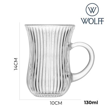 Imagem de Jogo 4 Caneca de Vidro para Café com Alça Lines Transparente 130ml Wolff