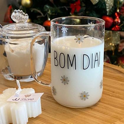 Imagem de Jogo 4 Caneca de Vidro para Cappuccino Café Chá Bom Dia Resistente a Calor 280ml Wolff