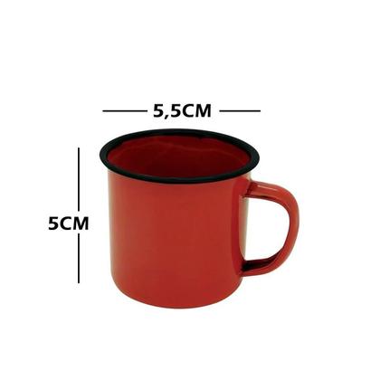 Imagem de Jogo 4 canecas esmaltada 5cm vermelha xícara café fazenda