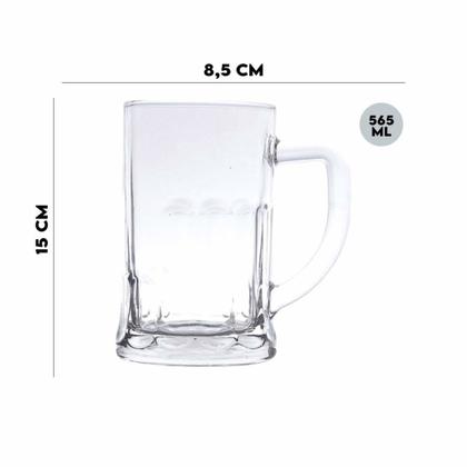 Imagem de Jogo 4 Canecas Para Chopp Cerveja Vidro com Alça 565ml Lyor