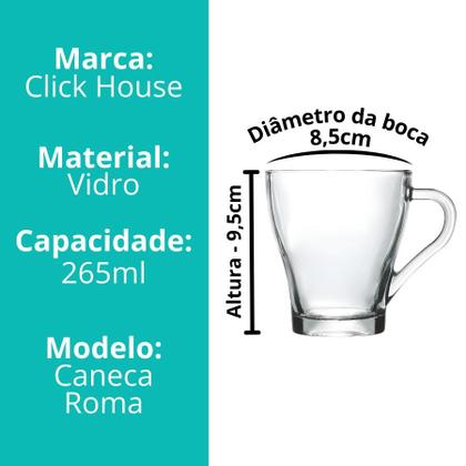 Imagem de Jogo 4 Canecas Xícara Café Cappuccino Expresso Vidro 250ml