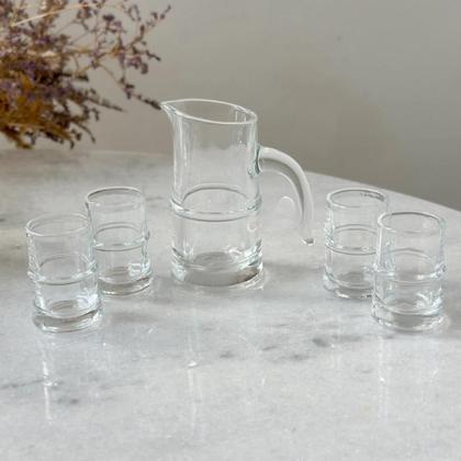 Imagem de Jogo 4 Copo 25ml Com Jarra 110ml Shot Tequila Whisky Licor Saque Cachaça