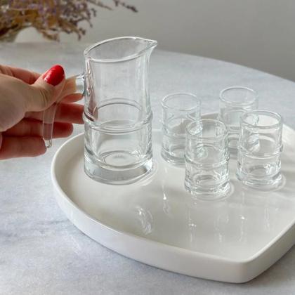 Imagem de Jogo 4 Copo 25ml Com Jarra 110ml Shot Tequila Whisky Licor Saque Cachaça