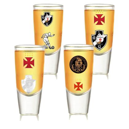 Imagem de Jogo 4 Copos Shot Dose Tequila Copinhos Cachaça Vasco 60ml - Globimport