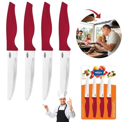 Imagem de Jogo 4 Facas De Churrasco Jumbo Cross Inox 5 Pol. - Brinox
