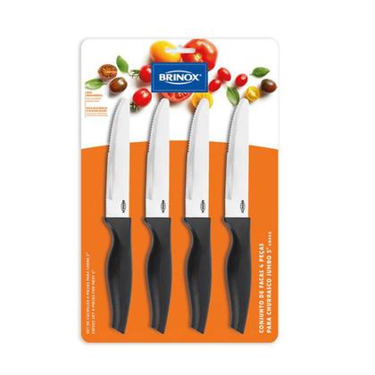Imagem de Jogo 4 Facas De Churrasco Jumbo Cross Inox 5 Pol. - Brinox