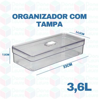 Imagem de Jogo 4 Organizadores Retangular 3,6 LItros Com Tampa Resistente