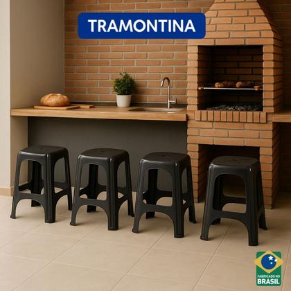 Imagem de Jogo 4 PeÇas Banqueta Niteroi Preta Plastico Tramontina