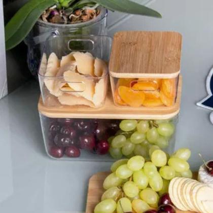 Imagem de Jogo 4 Peças Caixas Organizadoras Multiusos Com Tampa De Bambu 