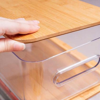 Imagem de Jogo 4 Peças Caixas Organizadoras Multiusos Com Tampa De Bambu 