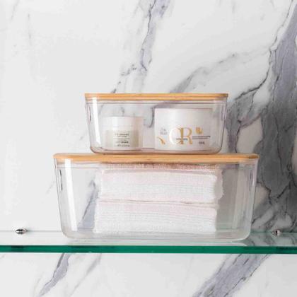 Imagem de Jogo 4 Peças Caixas Organizadoras Multiusos Com Tampa De Bambu 