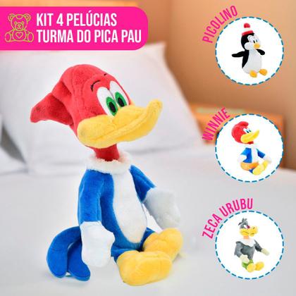 Imagem de Jogo 4 Pelúcias Turma do Pica-Pau Brinquedo Coleção Infantil Presente Ursinho Macio Beanie Babies Ty Desenho Personagens