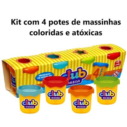 Imagem de Jogo 4 Potes Massinhas de Modelar Educativa Infantil Didática não Toxica