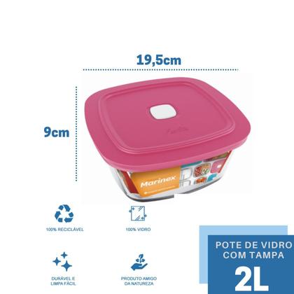 Imagem de Jogo 4 Potes Quadrado Vidro 300ml 500ml 1L 2L Nadir Marinex