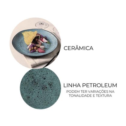 Imagem de Jogo 4 Prato Raso de Cerâmica Orgânico Azul Petroleum Porto Brasil Stoneware 26,5cm