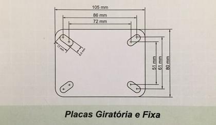 Imagem de Jogo 4 Rodizio Girat. 3pol. Pvc Placa C/ Freio 60kg Por Roda