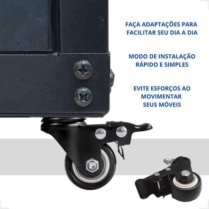 Imagem de Jogo 4 Rodízio Roda Moveis Espiga Parafuso Com Trava 400kg