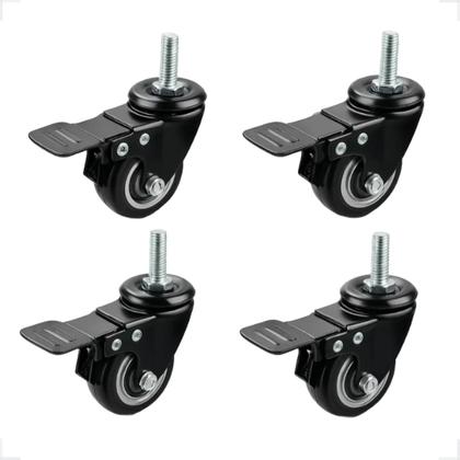 Imagem de Jogo 4 Rodízio Roda Moveis Espiga Parafuso Com Trava 400kg