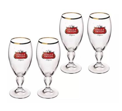 Imagem de Jogo 4 Taças De Cerveja Stella Artois 250ml Cálice Em Vidro