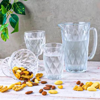 Imagem de Jogo 4 Taças Sobremesas Vidro 335 ML Diamante Transparentes