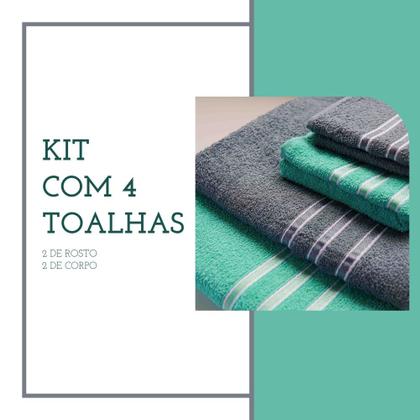 Imagem de Jogo 4 Toalhas 2 Banho 2 Rosto - Duas Cores O Kit Linha Onix
