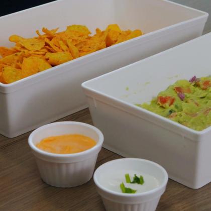 Imagem de Jogo 4 Travessas 32x17x7cm Fundas Brancas Forma GN 1/3 Coza Plásticas Servir Buffet